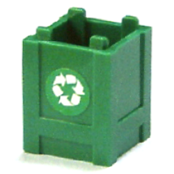 Container, Box 2 x 2 x 2 - Top Opening with White Recycling Arrows Pattern on Opposite Sides (Stickers) - Set 7642 Container, Box 2 x 2 x 2 - Top Opening with White Recycling Arrows Pattern on Opposite Sides (Stickers) - Set 7642