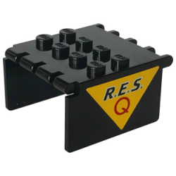 Windscreen 4 x 4 x 2 Canopy Extender with Black 'R.E.S.' and Red 'Q' on Yellow Triangle Pattern on Both Sides (Stickers) - Set 6445 Windscreen 4 x 4 x 2 Canopy Extender with Black 'R.E.S.' and Red 'Q' on Yellow Triangle Pattern on Both Sides (Stickers) - Set 6445