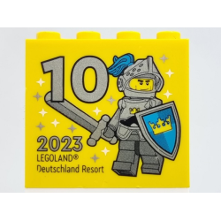Brick 2 x 4 x 3 with Besuchsmeister 10 Silver 2023 LEGOLAND Deutschland Resort Pattern