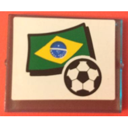 Glass for Window 1 x 4 x 3 with Flag of Brazil and Soccer Ball on White Background Pattern (Sticker) - Set 3411