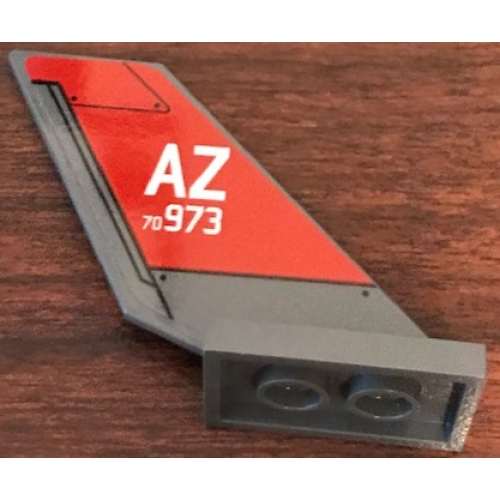 Деталь LEGO 6239pb075R Tail Shuttle with White 'AZ 70973' on Red Background Pattern Model Right Side (Sticker) - Set 76127