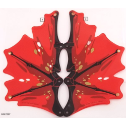 Plastic Wing Dragon with Black Spines, Dark Red Splotches, and Gold Ovals on Red Background Pattern, Sheet of 2