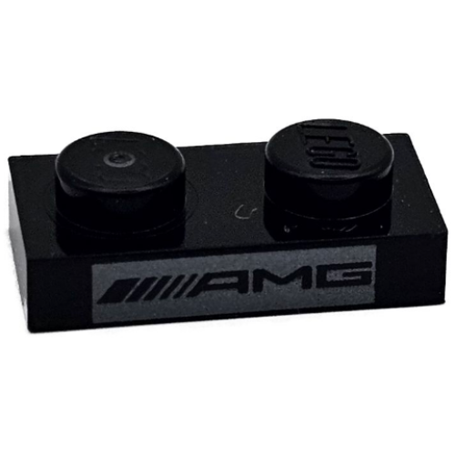 Деталь LEGO 3023pb09 Plate 1 x 2 with AMG Logo on Silver Background Pattern