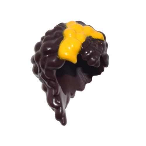 Деталь LEGO 28396pb01 Mini Doll, Hair Friends Long with Curls, Falling over Shoulder, with Bright Light Orange Ribbon Pattern