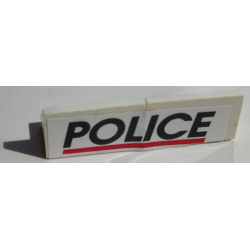 Stickered Assembly 4 x 1 x 1 with Black 'POLICE' and Red Stripe on White Background Pattern (Sticker) - Sets 6545 / 6625 - 2 Panel 1 x 2 x 1 Stickered Assembly 4 x 1 x 1 with Black 'POLICE' and Red Stripe on White Background Pattern (Sticker) - Sets 6545 / 6625 - 2 Panel 1 x 2 x 1