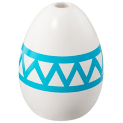 Egg with Small Pin Hole with Medium Azure Lines and Zigzag Pattern