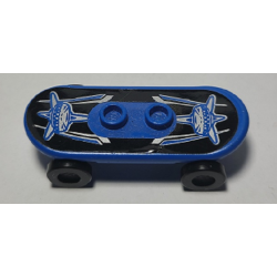 Minifigure, Utensil Skateboard Deck with Silver Sharks and Stripes on Black Background Pattern (Sticker) with Black Wheels (42511pb29 / 2496) - Set 6738
