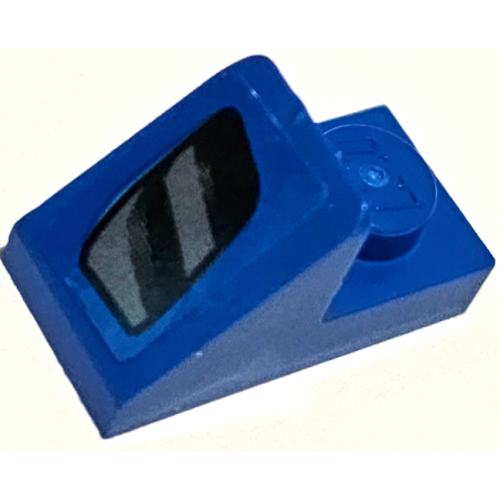 Деталь LEGO 92946pb11L Slope 45 2 x 1 with 2/3 Cutout with Black and Silver Air Intake Vent Pattern Model Left Side (Sticker) - Set 75891