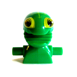 Minifigure, Head, Modified Frenzy Pattern with Lime Eyes and Open Jagged Mouth, Torso Extension with Handles
