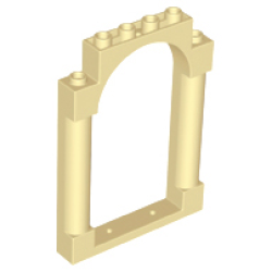 Door, Frame 1 x 6 x 7 Arched with Notches and Rounded Pillars - Tan