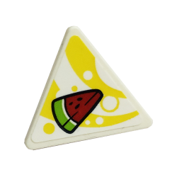 Road Sign 2 x 2 Triangle with Open O Clip with Watermelon on Yellow Curved Stripes Pattern (Sticker) - Set 41701