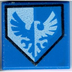 Tile 1 x 1 with Blue and White Falcon on Pentagonal Shield Pattern
