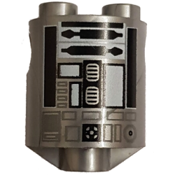 Brick, Round 2 x 2 x 2 Robot Body with Bottom Axle Holder (x Shape / + Orientation) with Black and White Pattern (SW R2-Q2)