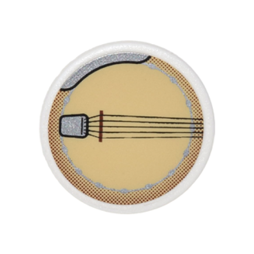 Деталь LEGO 30261pb029 Road Sign 2 x 2 Round with Clip with Banjo Pattern (Sticker) - Set 10222