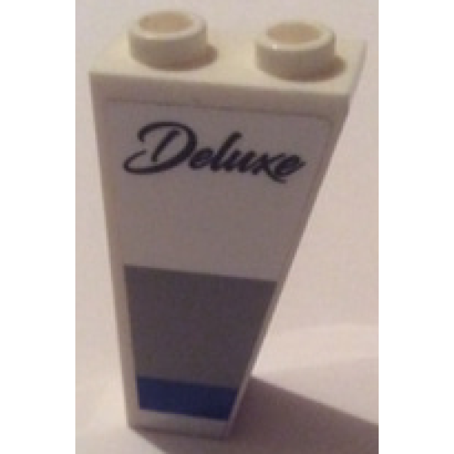 Деталь LEGO 2449pb013R Slope, Inverted 75 2 x 1 x 3 with 'Deluxe' and Light Bluish Gray and Blue Stripe Pattern Model Right Side (Sticker) - Set 60182