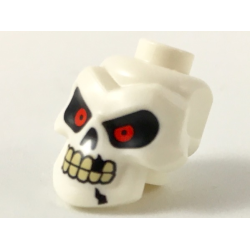 Minifigure, Head, Modified Skull with Red Eyes, Cracks and Missing Tooth Pattern