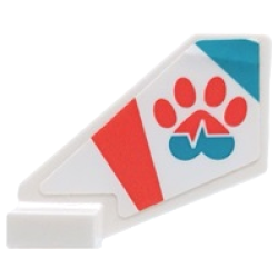 Tail Shuttle, Small with Coral and Medium Azure Stripes, Paw Print and Heart Beat Pattern on Both Sides (Stickers) - Set 41692
