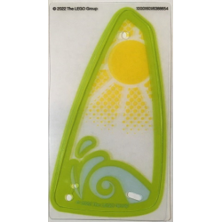 Plastic Triangle 6 x 12 Sail with Lime and Bright Light Blue Wave and Yellow Sun Pattern