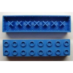 Minitalia Brick 2 x 8 with Bottom X Supports - Blue