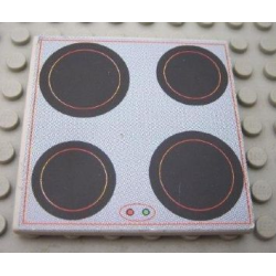 Tile 6 x 6 with Cooktop with Red Border Pattern (Sticker) - Set 3149