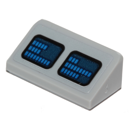 Деталь LEGO 85984pb188 Slope 30 1 x 2 x 2/3 with 2 Dark Blue Rounded Squares with Blue Equalizer Bars (SW Droid Scanner) Pattern (Sticker) - Set 75205