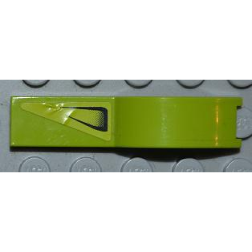 Деталь LEGO 50947pb014R Vehicle, Mudguard 1 x 4 1/2 with Air Vent on Lime Background Pattern Model Right Side (Sticker) - Set 8186