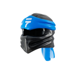 Minifigure, Headgear Ninjago Wrap Type 4 with Molded Dark Azure Headband and Printed White Ninjago Logogram Letter N Pattern