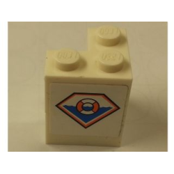 Stickered Assembly 2 x 2 x 2 with Coast Guard Logo Pattern Model Left Side (Sticker) - Set 7726 - 2 Brick 2 x 2 Corner