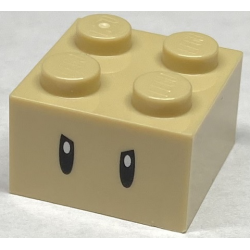 Brick 2 x 2 with Black Angry Eyes with White Pupils Pattern (Super Mario Poison Mushroom)