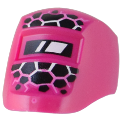 Minifigure, Visor Welding with Black, White, and Bright Pink Cracked Stones Pattern