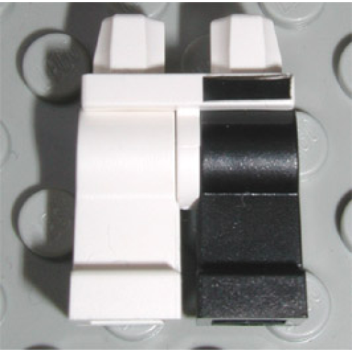 Деталь LEGO 970d06pb01 Hips and 1 Black Left Leg, 1 White Right Leg, Black Bar Above Left Leg Pattern