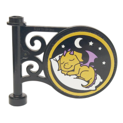 Road Sign Round on Pole with Flat Top Attachment with Starlight Inn Sleeping Dragon Pattern on Both Sides (Stickers) - Set 41174