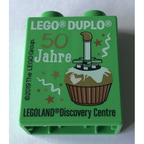 Деталь LEGO 4066pb533 Duplo, Brick 1 x 2 x 2 with LEGO Duplo 50 Jahre 2019 LEGOLAND Discovery Centre Cupcake Pattern