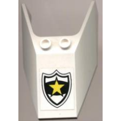 Windscreen 6 x 4 x 1 1/3 with Bottom Tabs and Hollow Studs with Police Yellow Star Badge Pattern (Sticker) - Set 6545 Windscreen 6 x 4 x 1 1/3 with Bottom Tabs and Hollow Studs with Police Yellow Star Badge Pattern (Sticker) - Set 6545