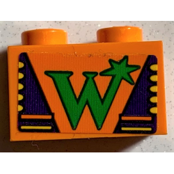 Brick 1 x 2 with Green Letter W and Dark Purple Triangles Pattern (Sticker) - Set 75978 Brick 1 x 2 with Green Letter W and Dark Purple Triangles Pattern (Sticker) - Set 75978