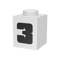Brick 1 x 1 with Black Number 3 Pattern Brick 1 x 1 with Black Number 3 Pattern