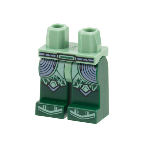 Деталь LEGO 970c80pb05 Hips and Dark Green Legs with Sand Green Armor, Light Bluish Gray Circles and Knee Pads Pattern