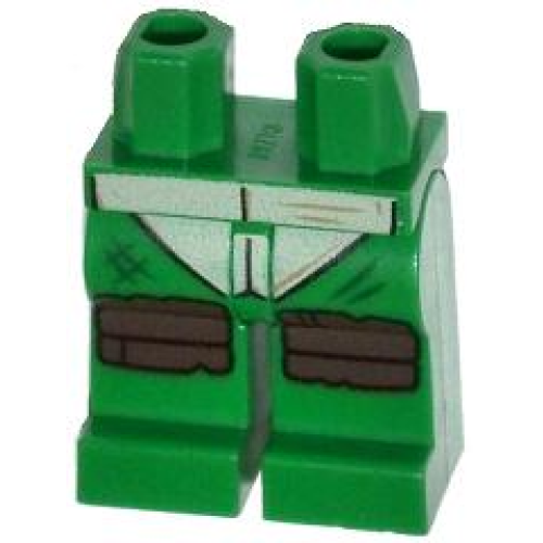Деталь LEGO 970c00pb0302 Hips and Legs with Turtle Shell, Scratches and Dark Brown Knee Pads Pattern
