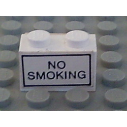 Brick 1 x 2 with 'NO SMOKING' Pattern on Both Sides (Stickers) - Set 6375-2