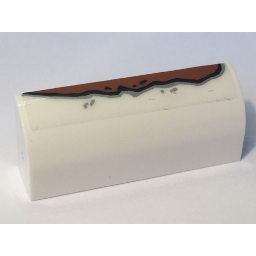 Деталь LEGO 6191pb025 Slope, Curved 1 x 4 x 1 1/3 with Rust Long Pattern (Sticker) - Set 10274