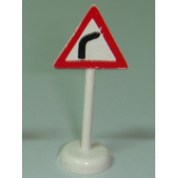 Road Sign with Post, Triangle with Curve Ahead Pattern - Single Piece Unit