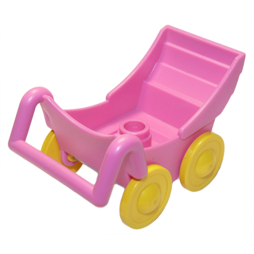 Деталь LEGO 2147c01 Duplo Stroller / Baby Carriage / Pram with Thin Yellow Wheels