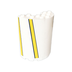 Cylinder Half 3 x 6 x 6 with 1 x 2 Cutout with Bright Light Orange Stripes Pattern Model Left Side (Sticker) - Set 41232 Cylinder Half 3 x 6 x 6 with 1 x 2 Cutout with Bright Light Orange Stripes Pattern Model Left Side (Sticker) - Set 41232