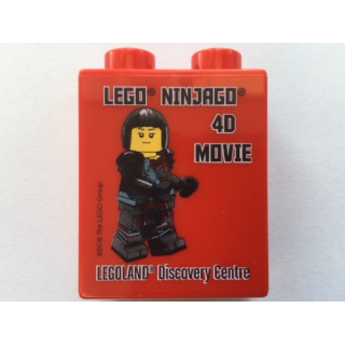 Деталь LEGO 4066pb662 Duplo, Brick 1 x 2 x 2 with LEGOLAND Discovery Centre LEGO Ninjago 4D Movie Pattern