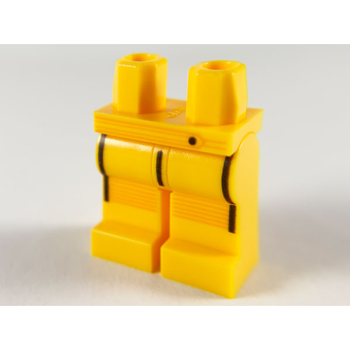 Деталь LEGO 970c00pb1049 Hips and Legs with Orange Lines on Belt and Knees, 3 Black Vertical Stripes Pattern