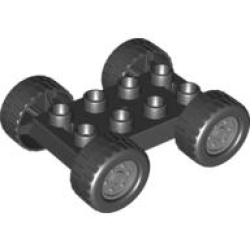 Duplo Car Base 2 x 4 with Black Tires with Tread with Light Bluish Gray Classic Wheels Pattern (88760 / 88762c02pb01) Duplo Car Base 2 x 4 with Black Tires with Tread with Light Bluish Gray Classic Wheels Pattern (88760 / 88762c02pb01)