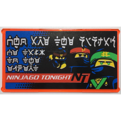 Glass for Window 1 x 4 x 6 with Lloyd, Cole, Kai, 'NINJAGO TONIGHT NT', and Ninjago Logogram 'WHO ARE THE NINJAS' and 'WE TALK TO THE EXPERT' Pattern (Sticker) - Set 70657
