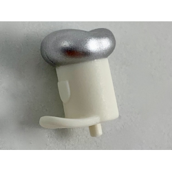Minifigure, Hat with Small Pin, Tall Hat with Small Brim and Silver Top Pattern