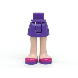 Mini Doll Hips and Skirt, Light Nougat Legs and Dark Purple and Magenta Shoes Pattern - Thick Hinge