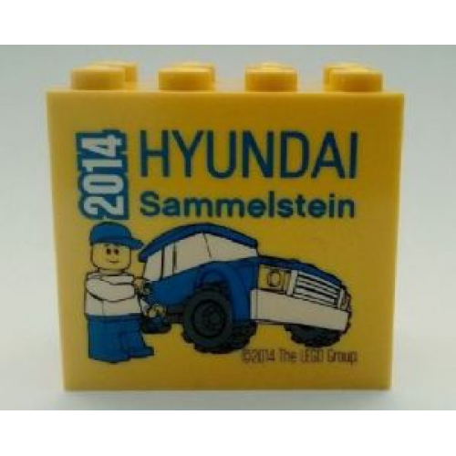 Деталь LEGO 30144pb149 Brick 2 x 4 x 3 with HYUNDAI Sammelstein 2014 Pattern